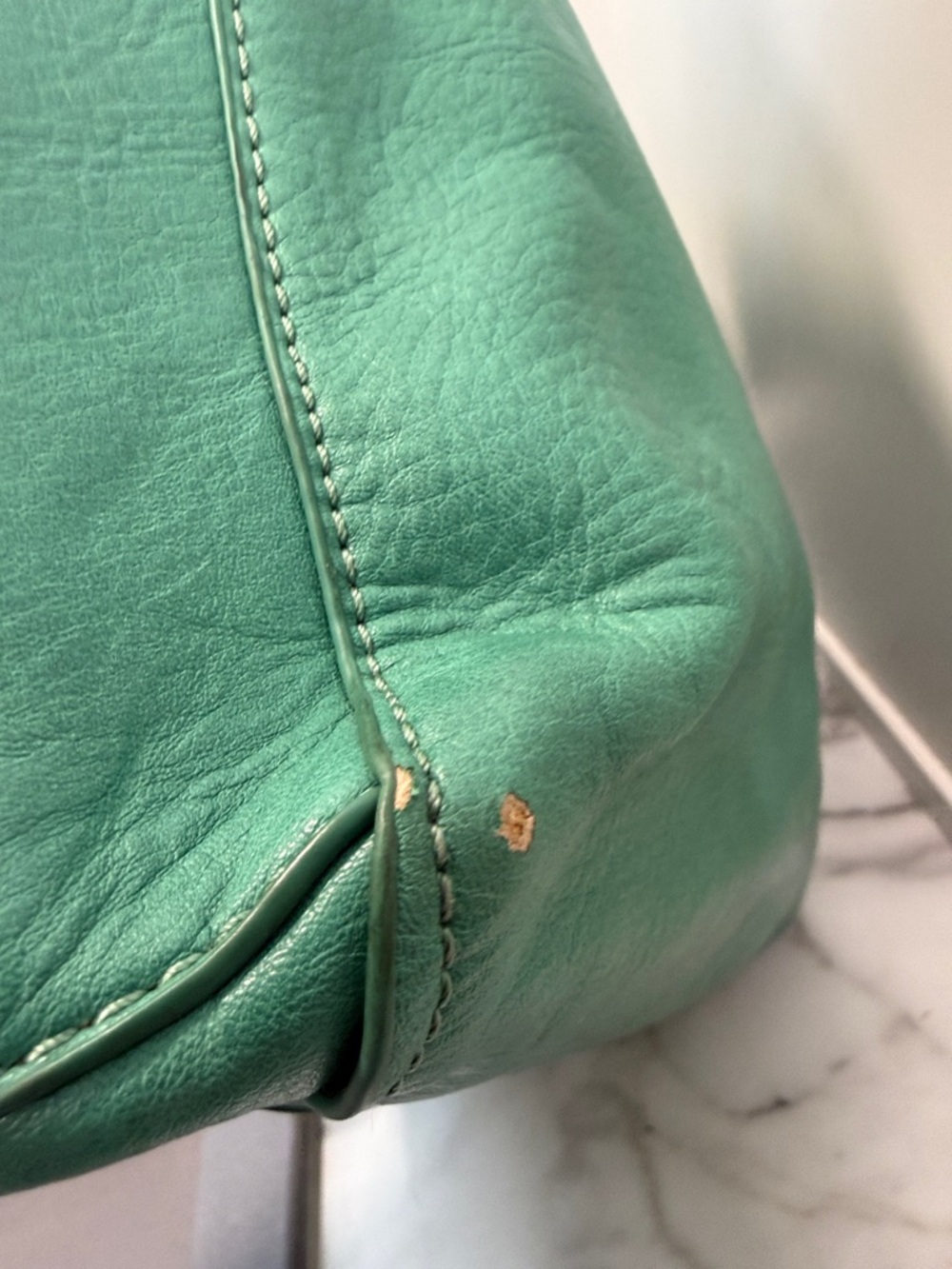 Susan Joy Taylor Oversized Turquoise Vegan Leather Tote Bag - Picture 4 of 13